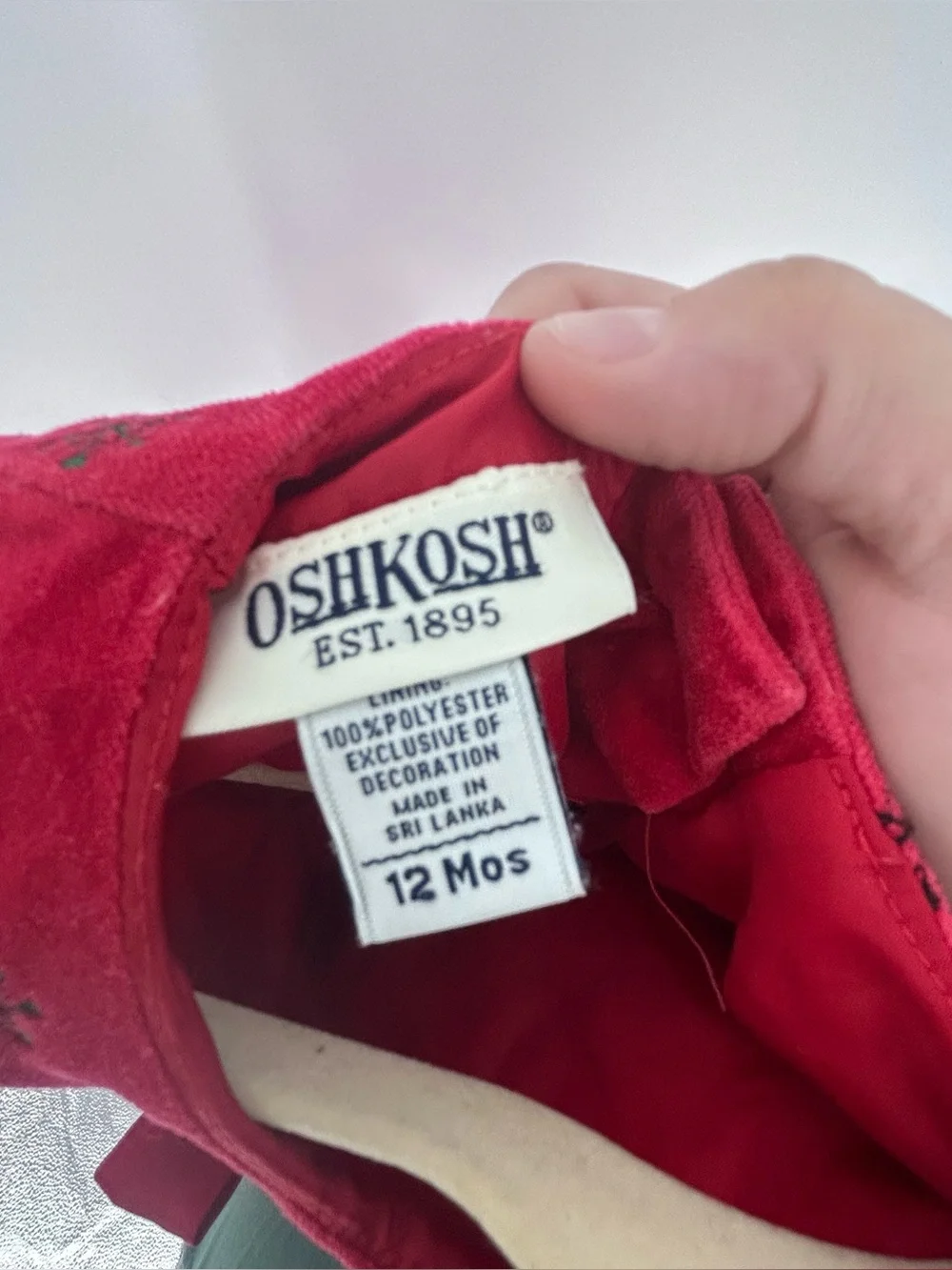 OshKosh B'Gosh Vintage Red Corduroy Snowflake Holiday Romper Jumpsuit 12 Months